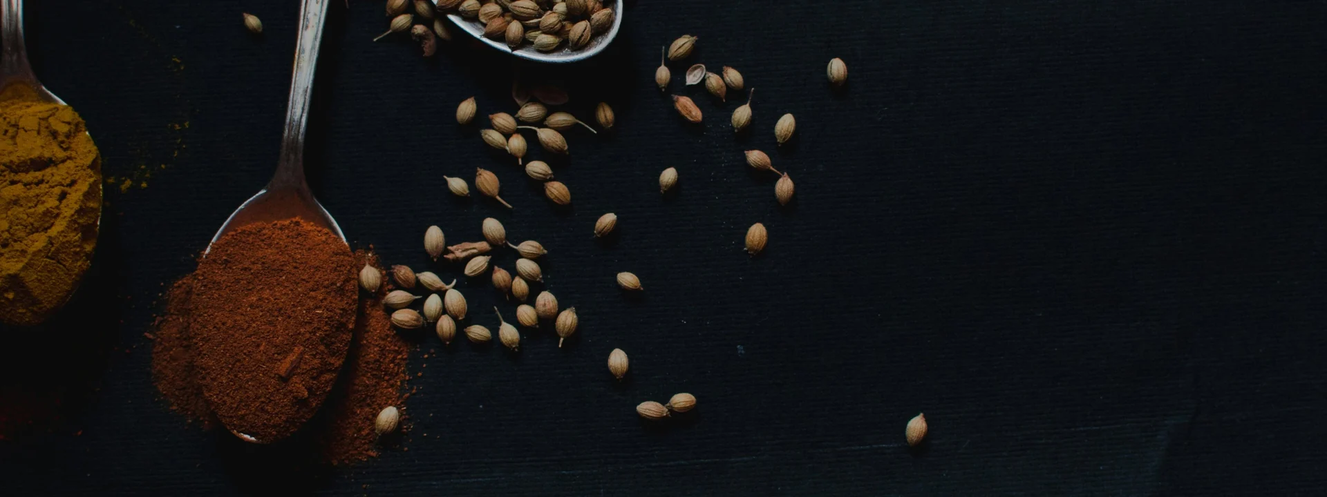 Chinese herbs and spices arranged on a dark surface